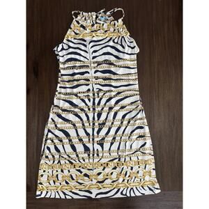 J. McLaughlin Halter Dress Catalina Cloth Animal print chain link S